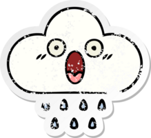 distressed sticker of a cute cartoon rain cloud png