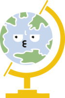 flat color retro cartoon globe of the world png