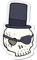 sticker of a skull in top hat cartoon png