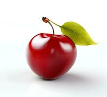 AI generated cherry fruit with leaf photo