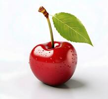 AI generated cherry fruit with leaf photo