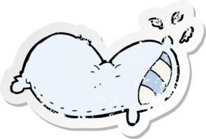 retro distressed sticker of a cartoon pillow png