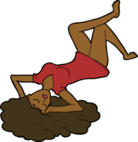 tecknad kvinna liggande på golvet png