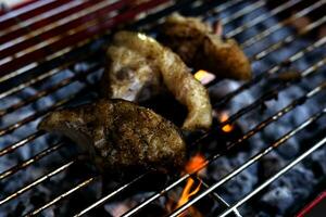 Barbecue Meat On Outdoor Grill photo