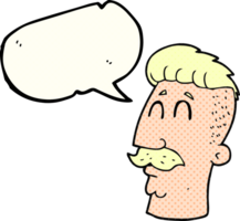 grappig boek toespraak bubbel tekenfilm Mens met hipster haar- besnoeiing png