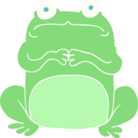 illustration en couleur plate d'une grenouille nerveuse de dessin animé png