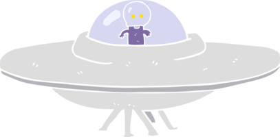 flat color illustration of a cartoon alien flying saucer png