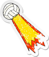 pegatina retro angustiada de un balón de fútbol de dibujos animados png