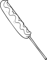 black and white cartoon hotdog on a stick png