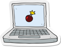 sticker of a cartoon laptop computer with bomb symbol png