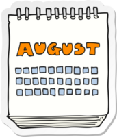 etichetta di un' cartone animato calendario mostrando mese di agosto png