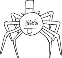 black and white cartoon halloween spider in top hat png