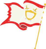 flat color illustration of a cartoon flag blowing in wind png