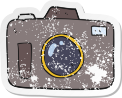 retro distressed sticker of a cartoon camera png