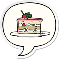 cartoon tasty dessertcake and speech bubble sticker png