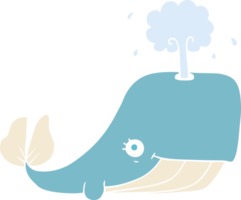 flat color illustration of a cartoon whale spouting water png