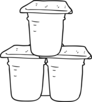 black and white cartoon yogurt pots png