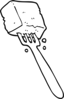 black and white cartoon tofu on fork png