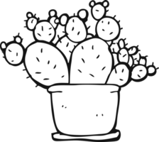 black and white cartoon cactus png