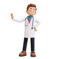 3D Doctor Character in Stop Refusal Pose. Suitable for Medical content png