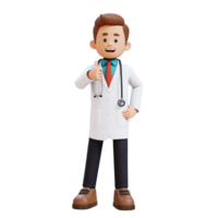 3d médecin personnage donnant les pouces en haut pose. adapté pour médical contenu png