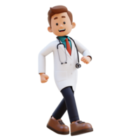 3D Doctor Character Walking with Confident. Suitable for Medical content png