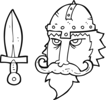 black and white cartoon viking warrior png