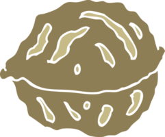 flat color illustration of a cartoon walnut in shell png