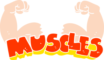 flat color illustration of a cartoon muscles symbol png