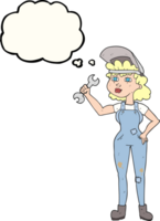 thought bubble cartoon woman with spanner png