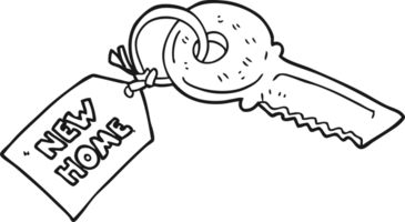 black and white cartoon house key with new home tag png