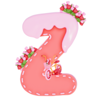 Sweet valentine's day alphabet Z with decoration on transparent background , 3D Rendering png