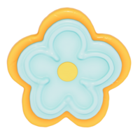 Easter holiday dessert Flower Sugar Cookie on transparent background, 3D rendering png