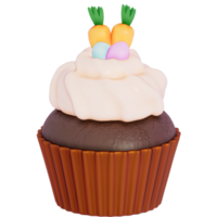 Easter holiday dessert Carrot with easter egg Cupcakes  on transparent background, 3D rendering png