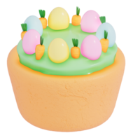 Ostern Urlaub Dessert Mini Karotte mit Ostern Ei Kuchen auf transparent Hintergrund, 3d Rendern png