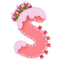 Süss Valentinstag Tag Alphabet s mit Dekoration auf transparent Hintergrund , 3d Rendern png