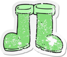 retro distressed sticker of a cartoon wellington boots png