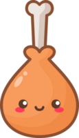 kawaii pollo palillo de tambor dibujos animados personaje plano diseño png