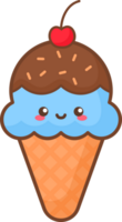 kawaii hielo crema cono dibujos animados personaje plano diseño png