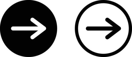 Derecha flecha icono conjunto en dos estilos aislado en blanco antecedentes . vector