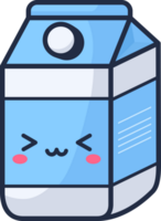 kawaii Leche caja plano diseño png