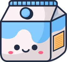 kawaii Leche caja plano diseño png