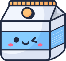 kawaii Leche caja plano diseño png