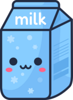 kawaii Leche caja plano diseño png