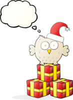 pensamento bolha desenho animado pequeno coruja vestindo Natal chapéu png