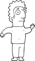 black and white cartoon man waving png