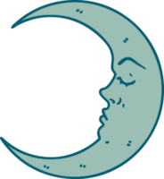 tattoo style icon of a crescent moon png