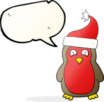 speech bubble cartoon christmas robin wearing santa hat png