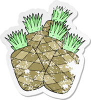 retro distressed sticker of a cartoon pineapples png