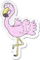 retro distressed sticker of a cartoon flamingo png